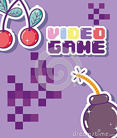 Retro videogames cartoons Vector Illustration