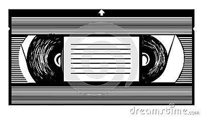 Vector retro videotape isolated on white background drawn simple icon Vector Illustration