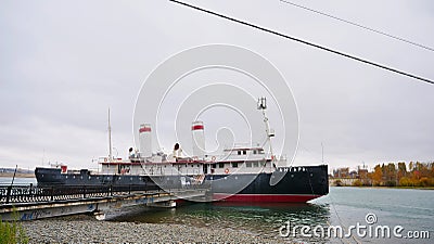 Retro vintage Angara Icebreaker ship in Irkutsk Russia Editorial Stock Photo