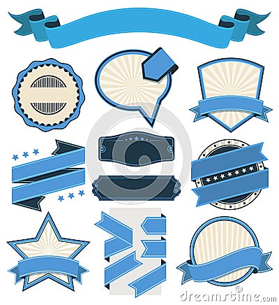 Retro Vintage Badge, Label and Banner Set Vector Illustration