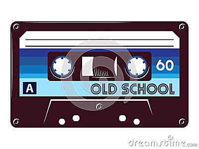 Retro vintage cassette tape vector illustration on white background. Vector Illustration