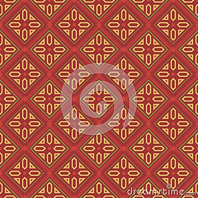 Retro vintage Chinese traditional pattern seamless background check geometry plygon cross frame line kaleidoscope Vector Illustration