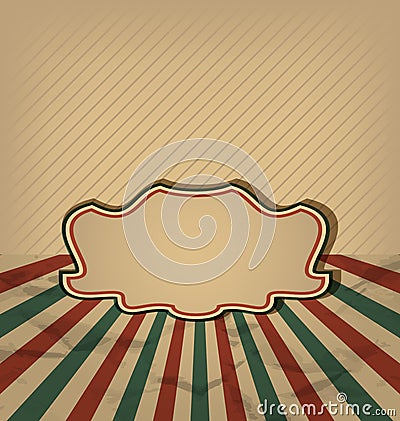 Retro vintage grunge label, sun rays background Vector Illustration