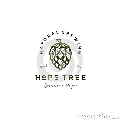 Retro Vintage Hops flower for Beer Ale Brewery logo design Vector Illustration