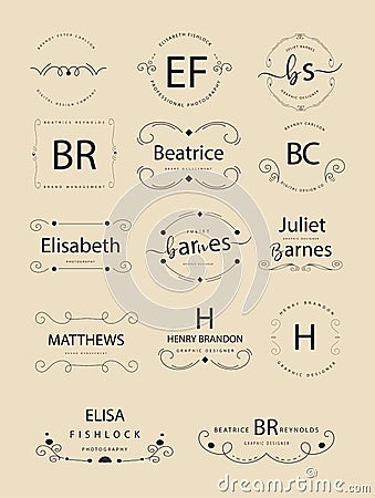 Retro Vintage Insignias or Logotypes set. Vector design elements, business signs, logos, identity, labels, badges and Vector Illustration