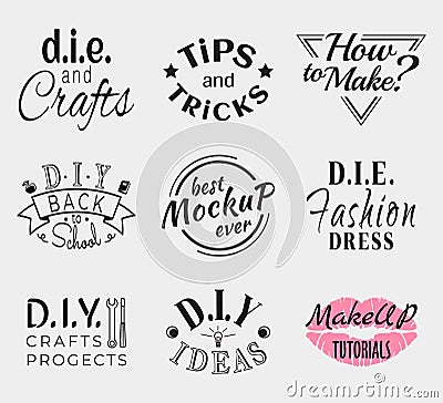 Retro Vintage Insignias or Logotypes set. Vector design elements, business signs, logos, identity, labels, badges Vector Illustration