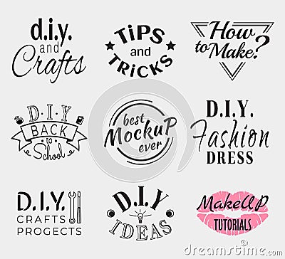 Retro Vintage Insignias or Logotypes set. Vector design elements, business signs, logos, identity, labels, badges Vector Illustration