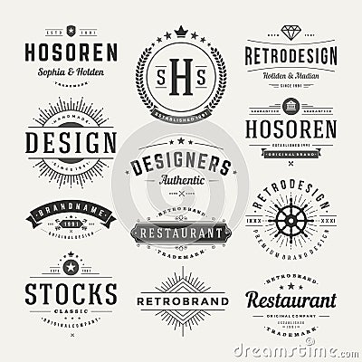 Retro Vintage Insignias or Logotypes set vector Vector Illustration