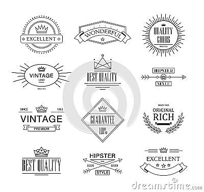 Retro Vintage Insignias or Logotypes set. Vector design elements, business signs, logos, identity, labels, badges Stock Photo