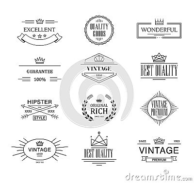 Retro Vintage Insignias or Logotypes set. Vector Vector Illustration