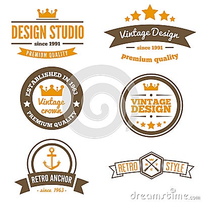 Retro Vintage Insignias or Logotypes set. Vector Vector Illustration