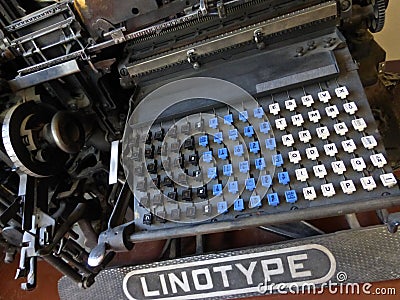 Retro Vintage Linotype Machine Editorial Stock Photo