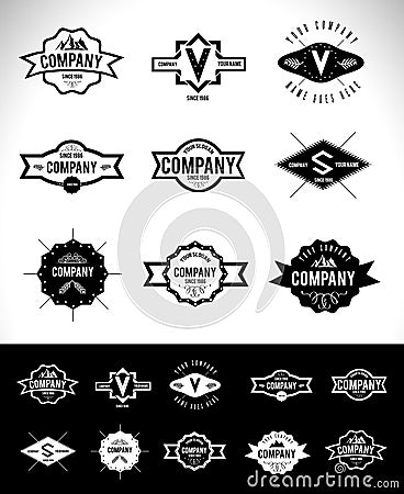 Retro Vintage Logo Set Vector Illustration