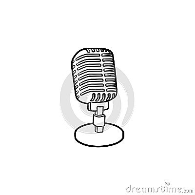 Retro vintage microphone hand drawn outline doodle icon. Vector Illustration