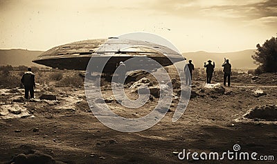 UFO landed and discovered Stock Photo