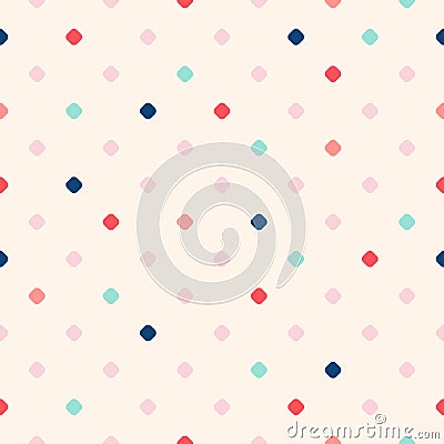 Retro vintage polka dot seamless pattern. Baby pattern. Girl pattern. Vector Illustration