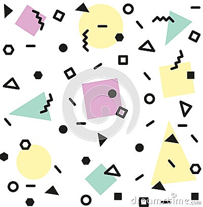 Retro vintage 80s or 90s fashion style. Memphis seamless pattern. Trendy geometric elements. Modern abstract design Vector Illustration