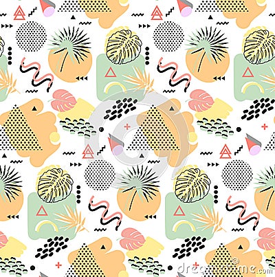 Retro vintage 80s or 90s fashion style. Memphis seamless pattern. Trendy geometric elements. Modern abstract design Vector Illustration