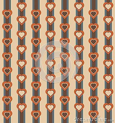 Retro and vintage styled heart and stripe pattern with muted colors Stock Photo