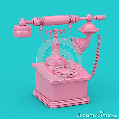 Retro Vintage Styled Rotary Phone Duotone. 3d Rendering Stock Photo