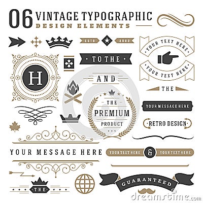 Retro vintage typographic design elements Vector Illustration