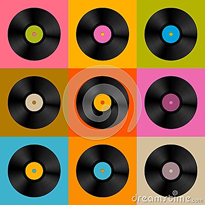 Retro, Vintage Vector Vinyl Record Disc Vector Illustration