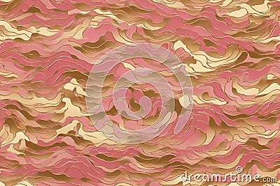 retro vintage wavy pattern in gold and pink Stock Photo