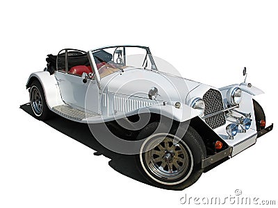 Retro vintage white dream wedding luxury car isolated Stock Photo