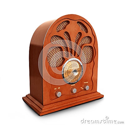 Retro vintage wood radio Stock Photo