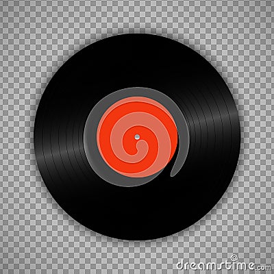 Retro vinyl record isolated on transparent. Vintage 1980s muscal album storage illustration. Vector Illustration