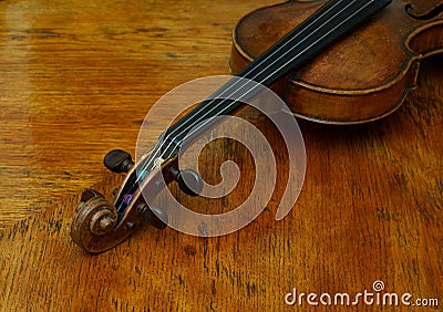 Retro violin close-up Stock Photo
