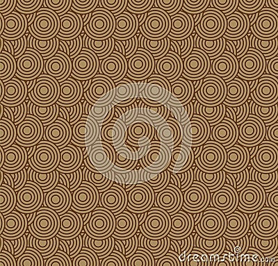 Retro wallpaper. Abstract seamless geometric pattern with circles on brown Vector Illustration