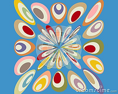 Retro warped colorful circles background Stock Photo