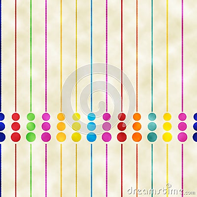 Retro watercolored stripes and dots background pattern Stock Photo