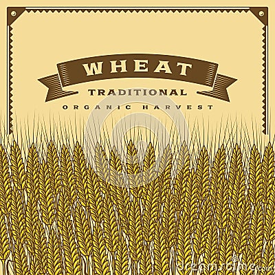 Retro wheat harvest card Vector Illustration