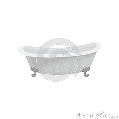 Retro white bathtub, bathroom furniture vector Illustration on a white background Vector Illustration