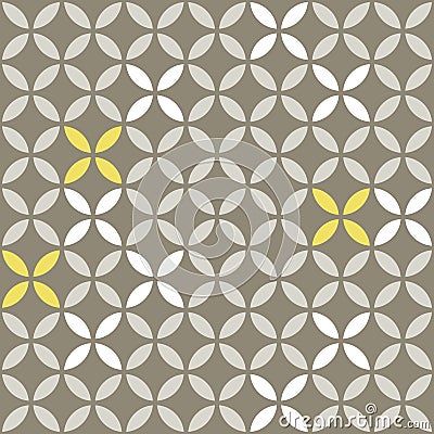 Retro white beige yellow leaves on gray brown Vector Illustration