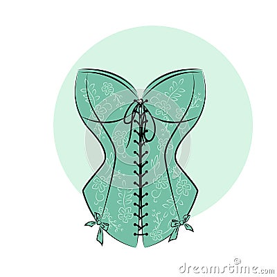 Retro woman corset. Vector Illustration