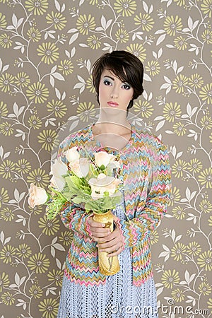 Retro woman portrait 60s fashion vintage Stock Photo