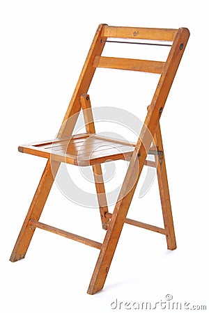 Retro Wooden Folding Chair Stock Photo