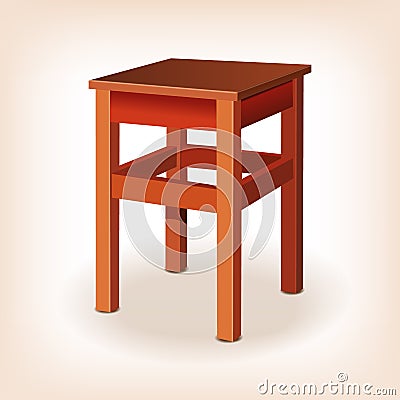Retro wooden stool Vector Illustration