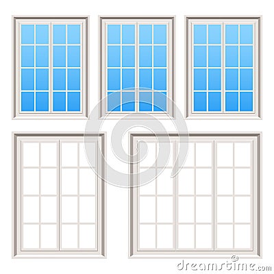 Retro wooden windows vector design illustration isolated on white background Vector Illustration