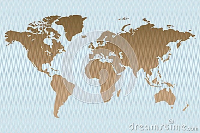 Retro world map on wave stamp background Vector Illustration