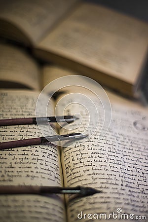 retro-writing pens Editorial Stock Photo