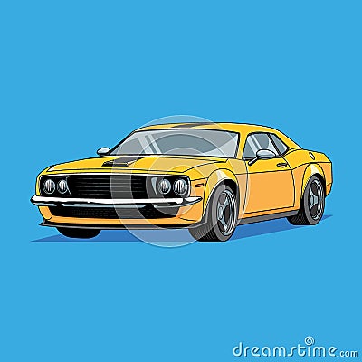 Retro Yellow Muscle Car vector illustration Vector Illustration