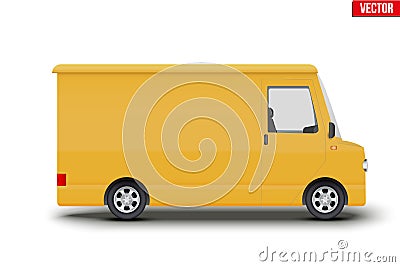 Retro yellow postal van minibus Vector Illustration