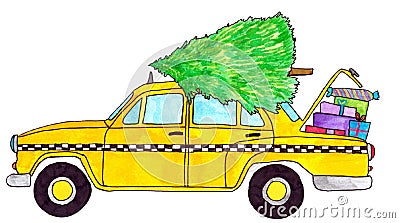 Retro Yellow Taxi Cab Stock Photo