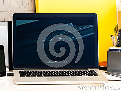 Retrospective of old iBook, MacBook Pro, PowerBook laptops Apple Editorial Stock Photo