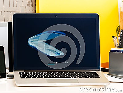 Retrospective of old iBook, MacBook Pro, PowerBook laptops Apple Editorial Stock Photo