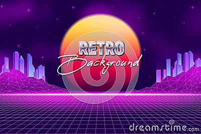 Retrowave Party Background Poster Vector Illustration